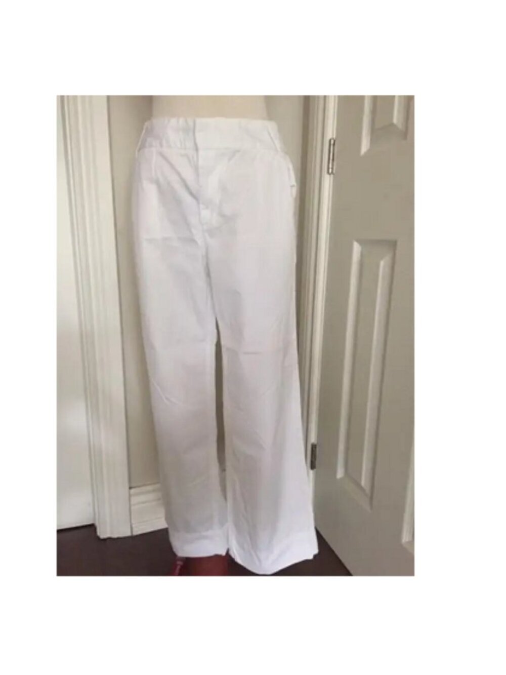 TOMMY HILFIGER Women Bootcut Casual Trousers White Cotton Size 8